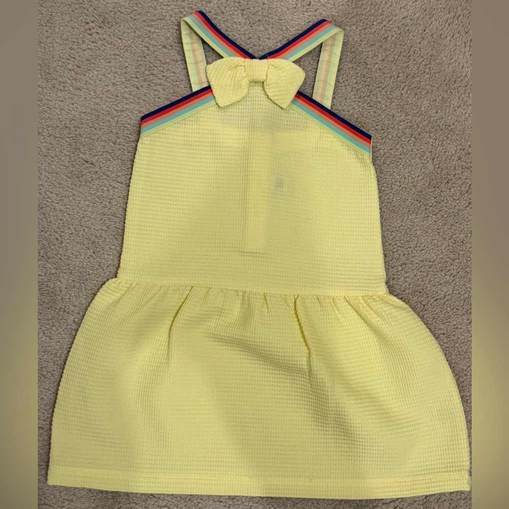 Janie and Jack Yellow Bow Dress | Rainbow Straps | Girls Size 5